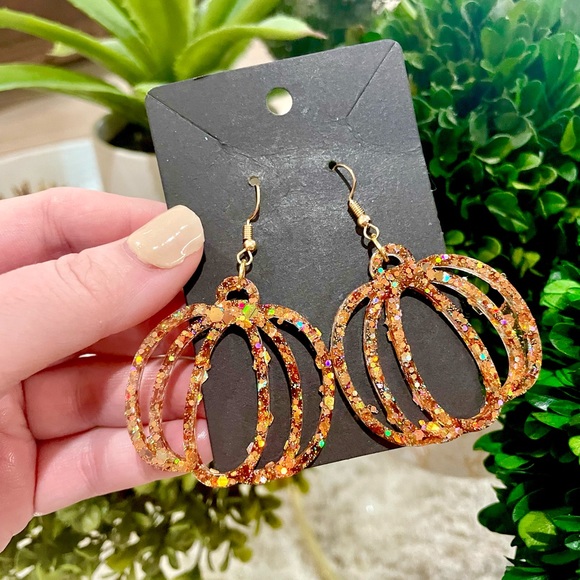Acrylic Pumpkin Earrings - Picture 2 of 9